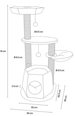 Arbre à Chat Berliot Noir - Flamingo -Fournitures Pour Animaux arbre a chat berliot noir flamingo 2