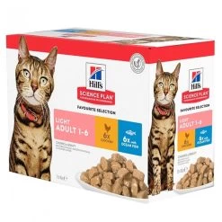 Feline Adult Light Sachet Repas Multipack (12x 85 G) - Hill's Science Plan