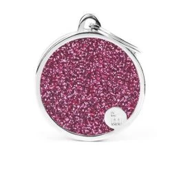 Médaille Shine "Rond Grand Glitter Rose" - My Family